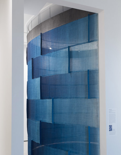 Installation by Rowland Ricketts, Sound by Norbert Herber Museum of Fine Arts Boston August 28, 2015 - January 8, 2016. Dried indigo plants, indigo dyed hemp, interactive sound.